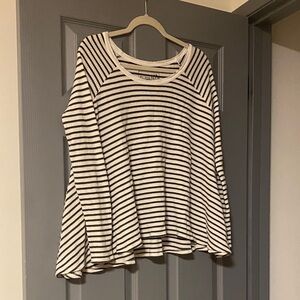 Striped Gray and White Women's We the Free Boho Long sleeve Top
